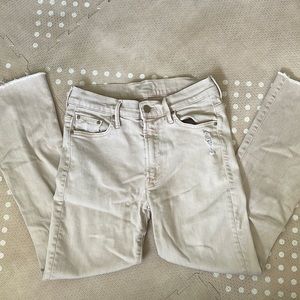 Mother denim distressed flare crop